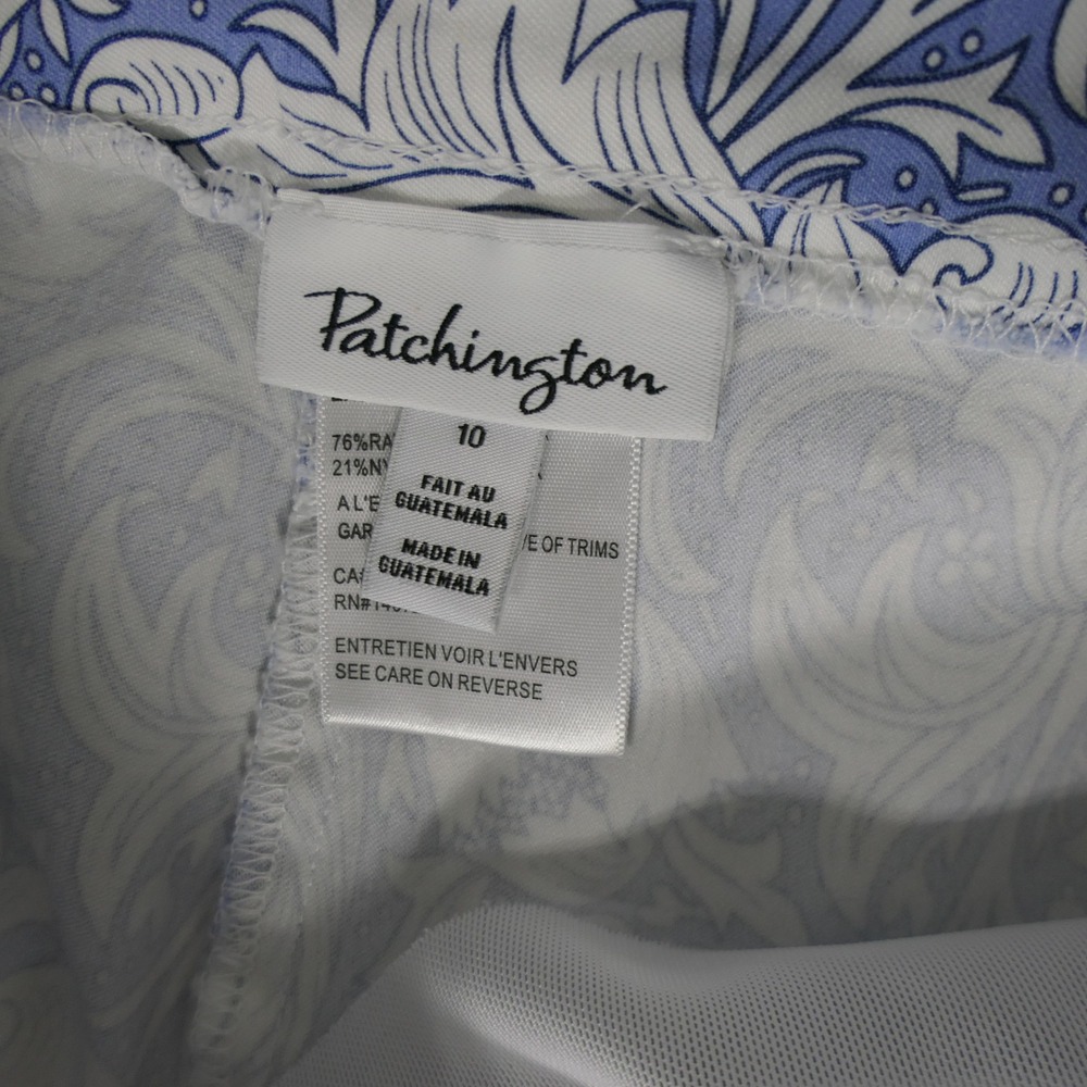 Patchington Women Cropped Pants 10 Blue White Floral Acanthus Print 8403J-804‎ - Picture 2 of 9